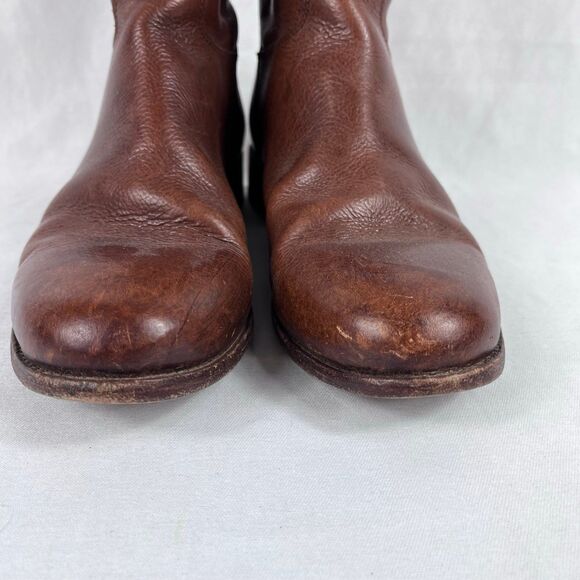 Rare Vintage Ariat Tall Brown Riding Boots Rear Zip Leather Sole 10010507 8 - Picture 2 of 12